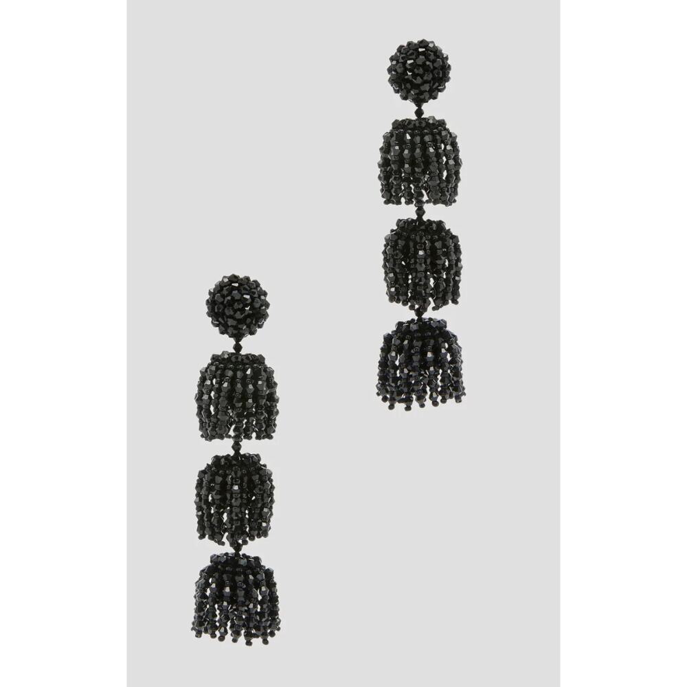 Oscar de la Renta Triple Beaded Layer Earrings